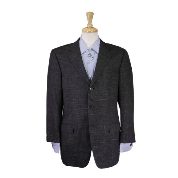 Ermenegildo Zegna Gray Black Knit Woven Wool Silk Linen Blazer Jacket 40R - Picture 1 of 8